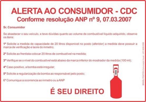 Adesivo ANP - Alerta  volume de combustível 5261 